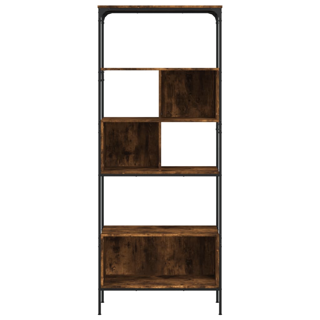 vidaXL Bookcase 5-Tier Smoked Oak 29.9"x13"x74.2" Engineered Wood-4