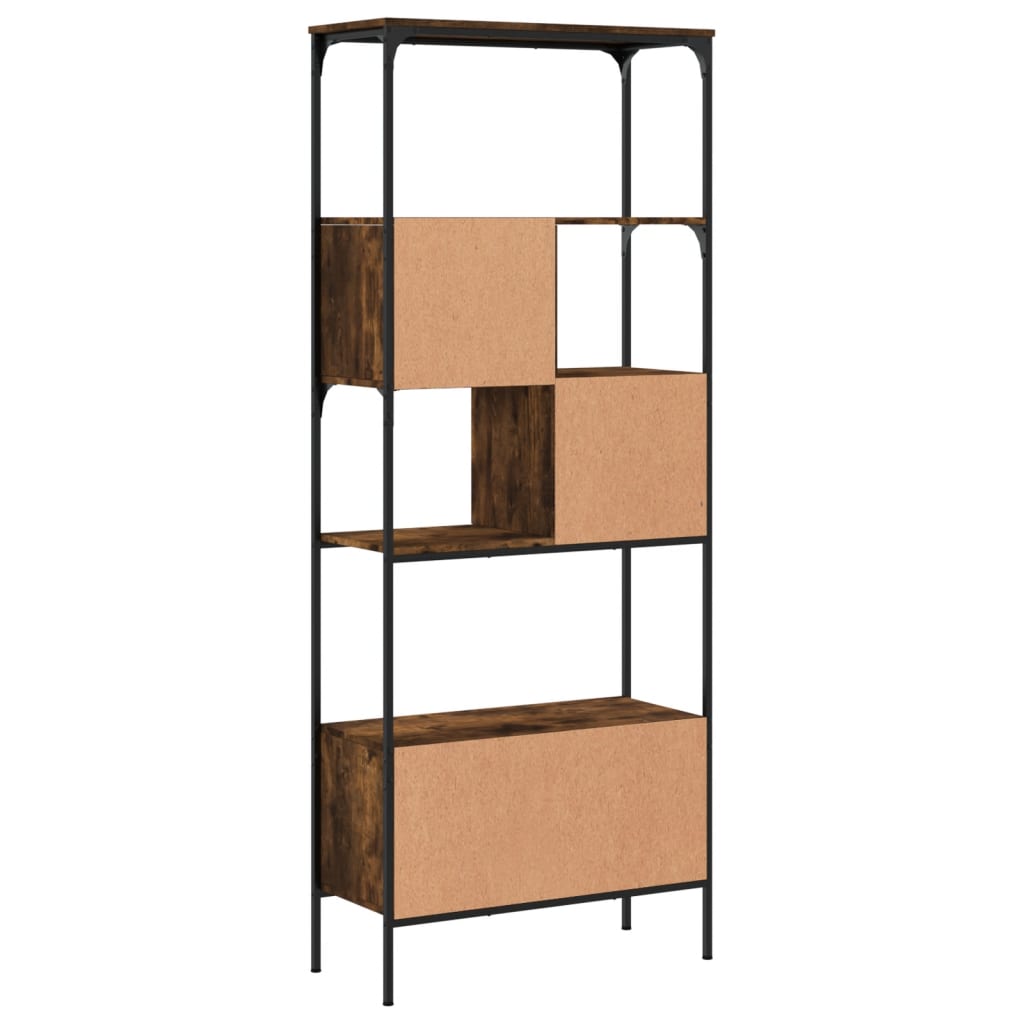 vidaXL Bookcase 5-Tier Smoked Oak 29.9"x13"x74.2" Engineered Wood-6