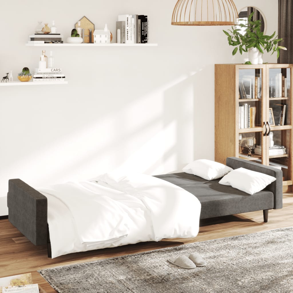 vidaXL 2-Seater Sofa Bed Dark Gray Velvet-1