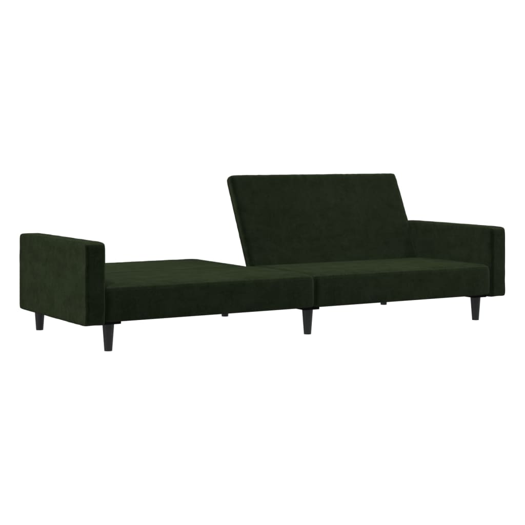 vidaXL 2-Seater Sofa Bed Dark Green Velvet-3