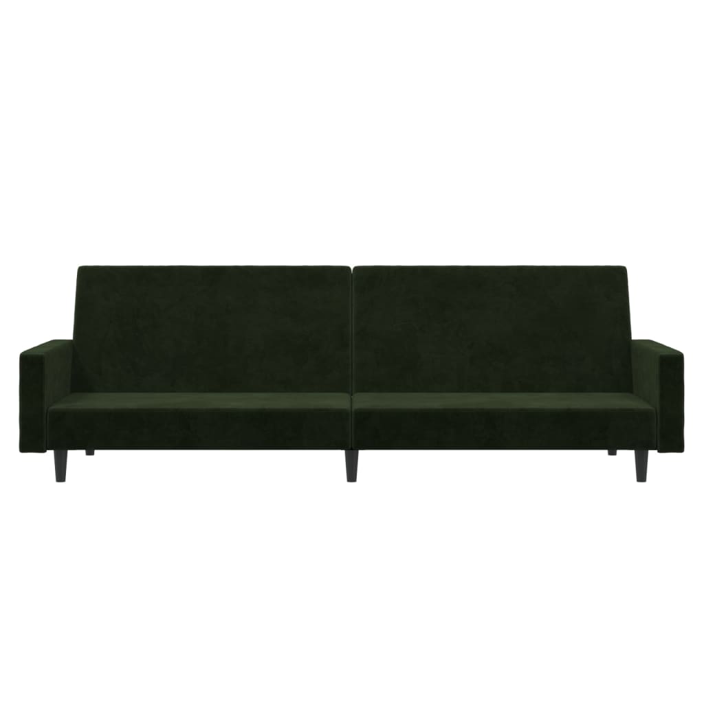 vidaXL 2-Seater Sofa Bed Dark Green Velvet-4