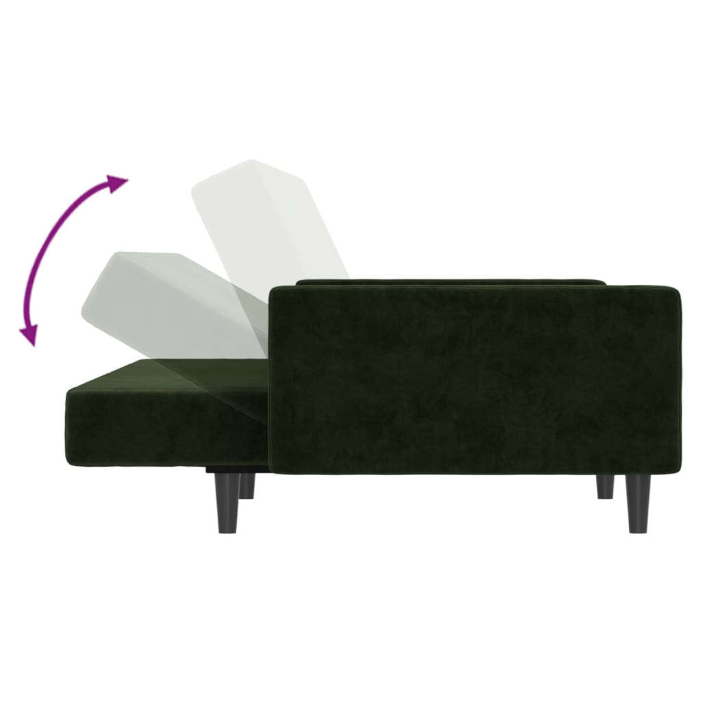 vidaXL 2-Seater Sofa Bed Dark Green Velvet-6