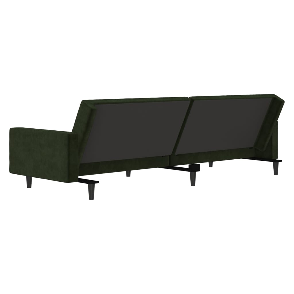 vidaXL 2-Seater Sofa Bed Dark Green Velvet-7