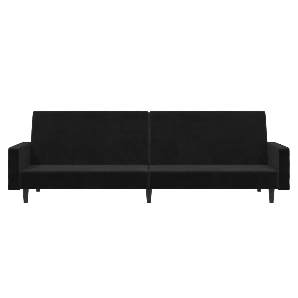 vidaXL 2-Seater Sofa Bed Black Velvet-4