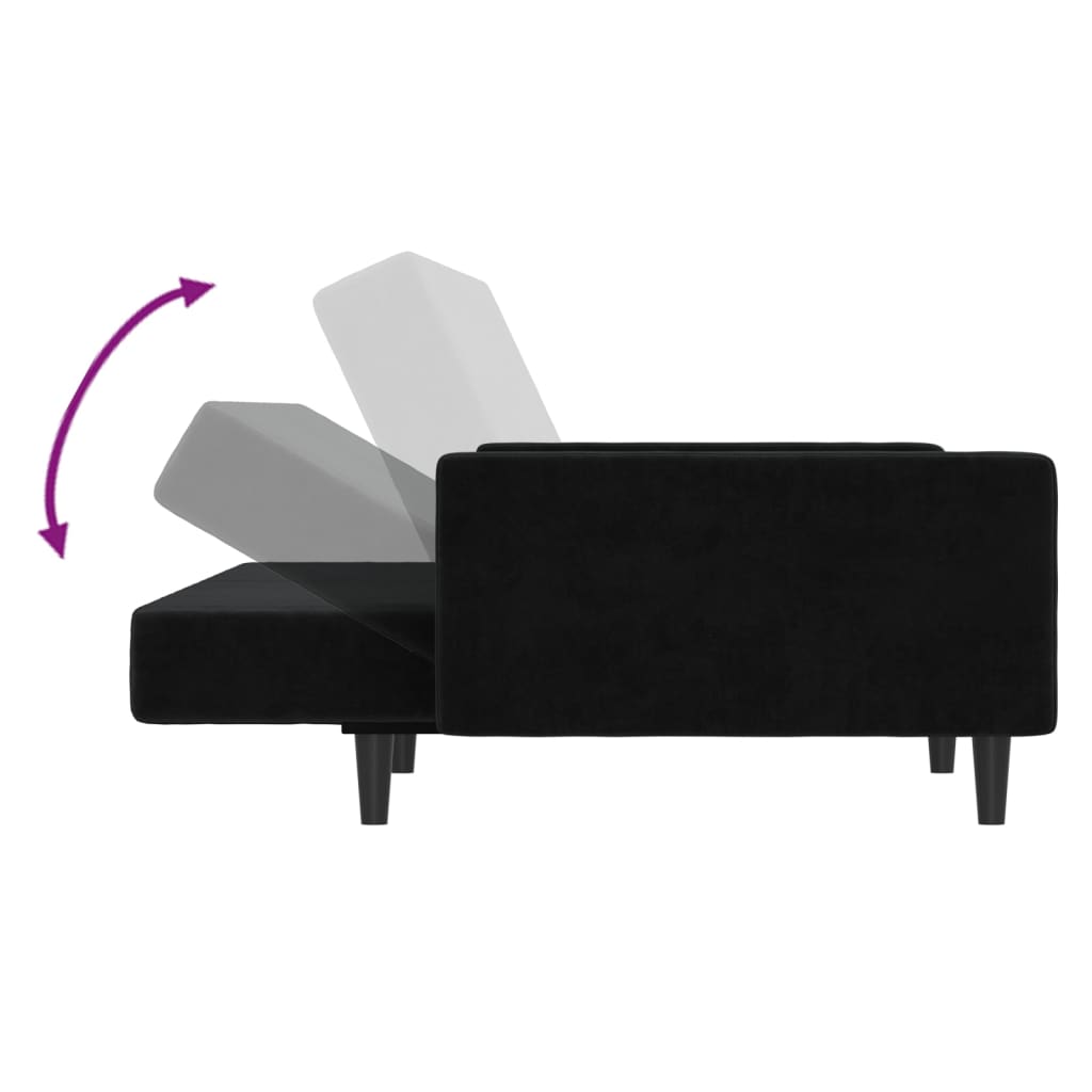 vidaXL 2-Seater Sofa Bed Black Velvet-6