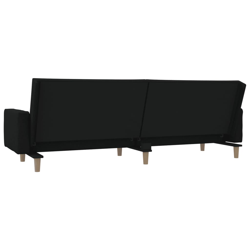 vidaXL 2-Seater Sofa Bed with Two Pillows Black Fabric-6