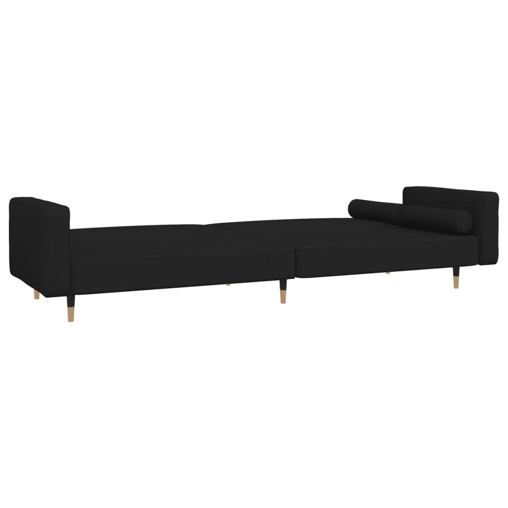 vidaXL 2-Seater Sofa Bed with Two Pillows Black Velvet-4