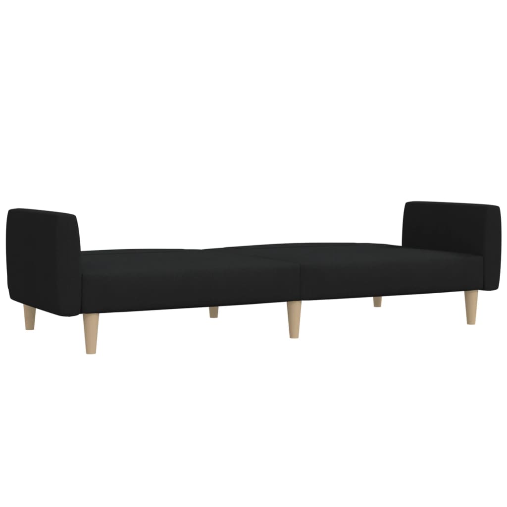 vidaXL 2-Seater Sofa Bed Black Fabric-4