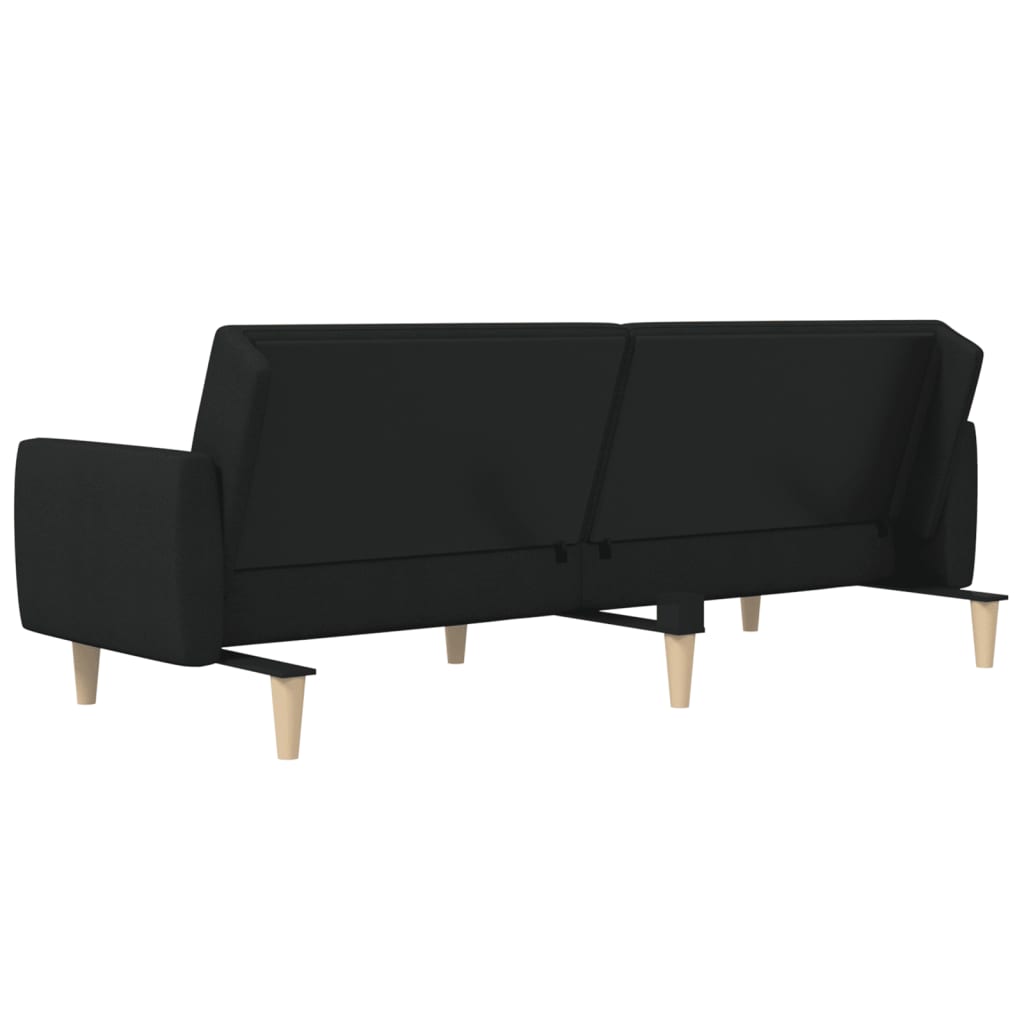 vidaXL 2-Seater Sofa Bed Black Fabric-6