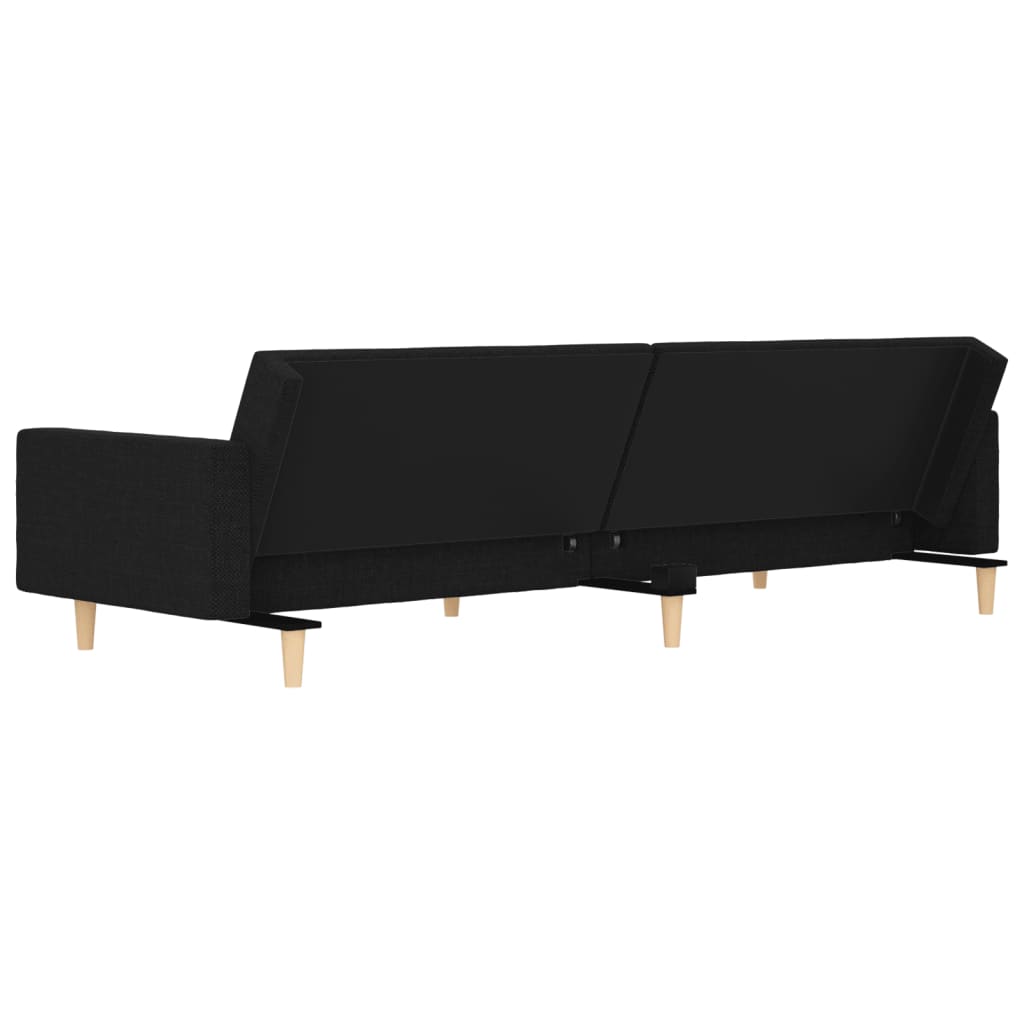 vidaXL 2-Seater Sofa Bed with Two Pillows Black Fabric-7