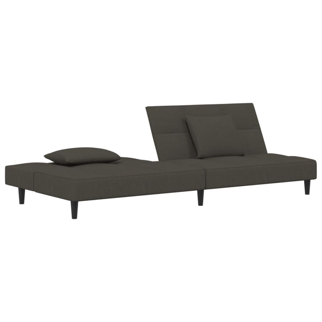 vidaXL 2-Seater Sofa Bed with Two Pillows Dark Gray Velvet-3