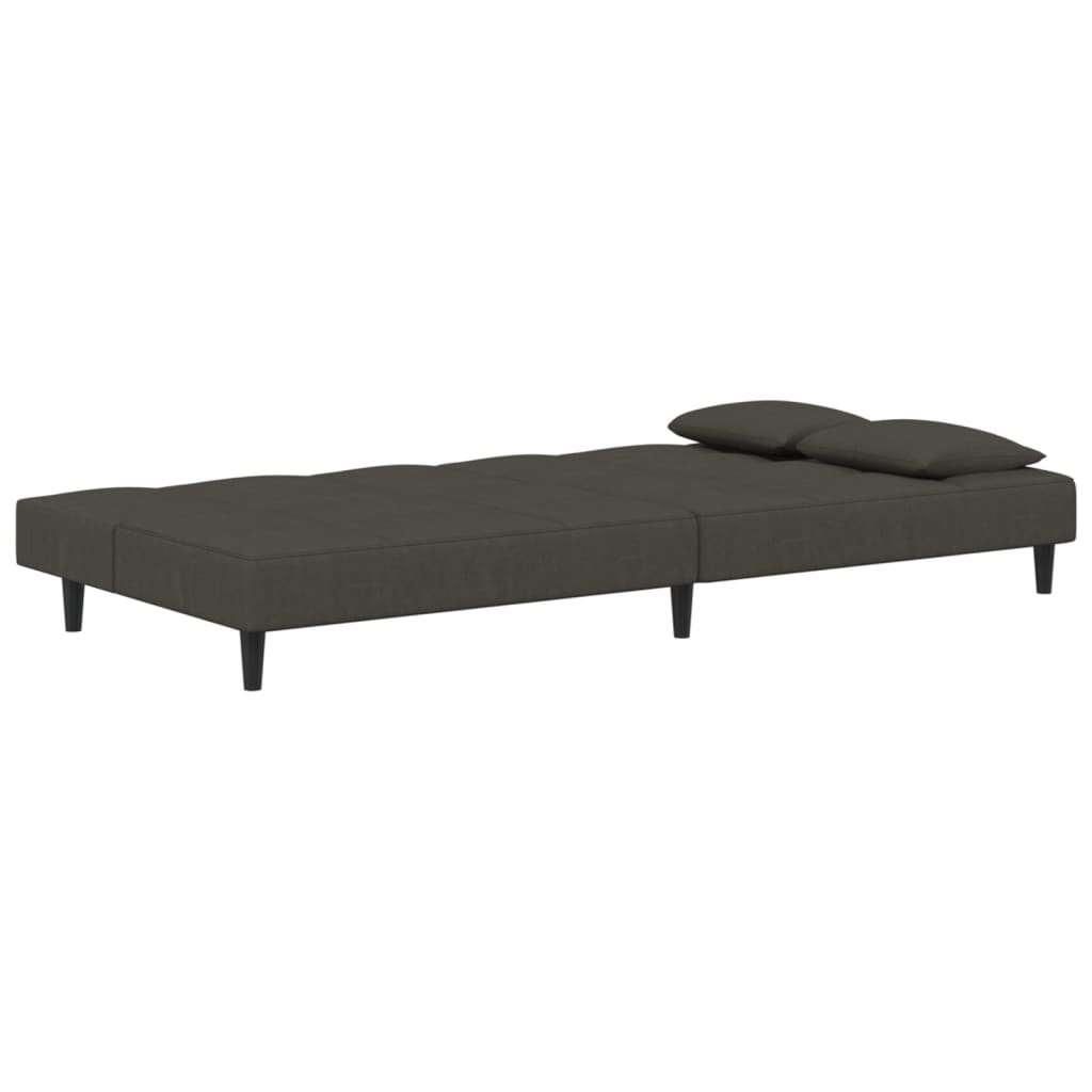 vidaXL 2-Seater Sofa Bed with Two Pillows Dark Gray Velvet-4