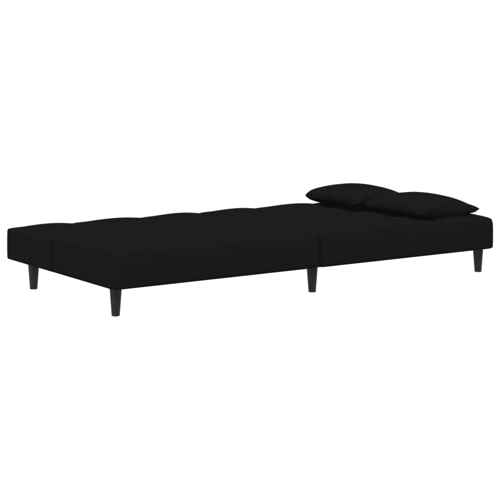 vidaXL 2-Seater Sofa Bed with Two Pillows Black Velvet-5