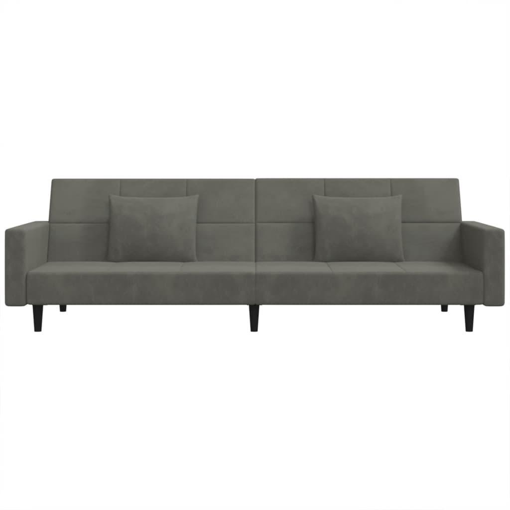 vidaXL 2-Seater Sofa Bed with Two Pillows Dark Gray Velvet-6