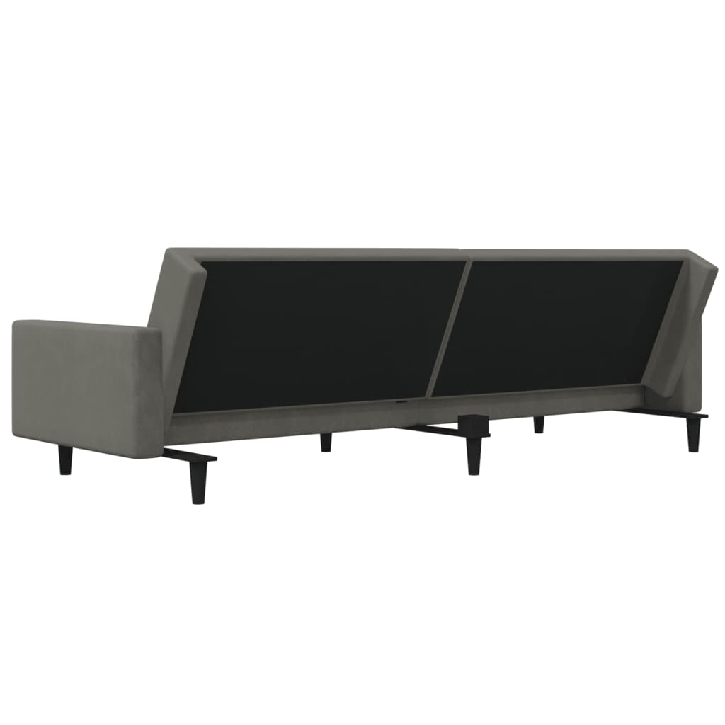 vidaXL 2-Seater Sofa Bed with Two Pillows Dark Gray Velvet-8