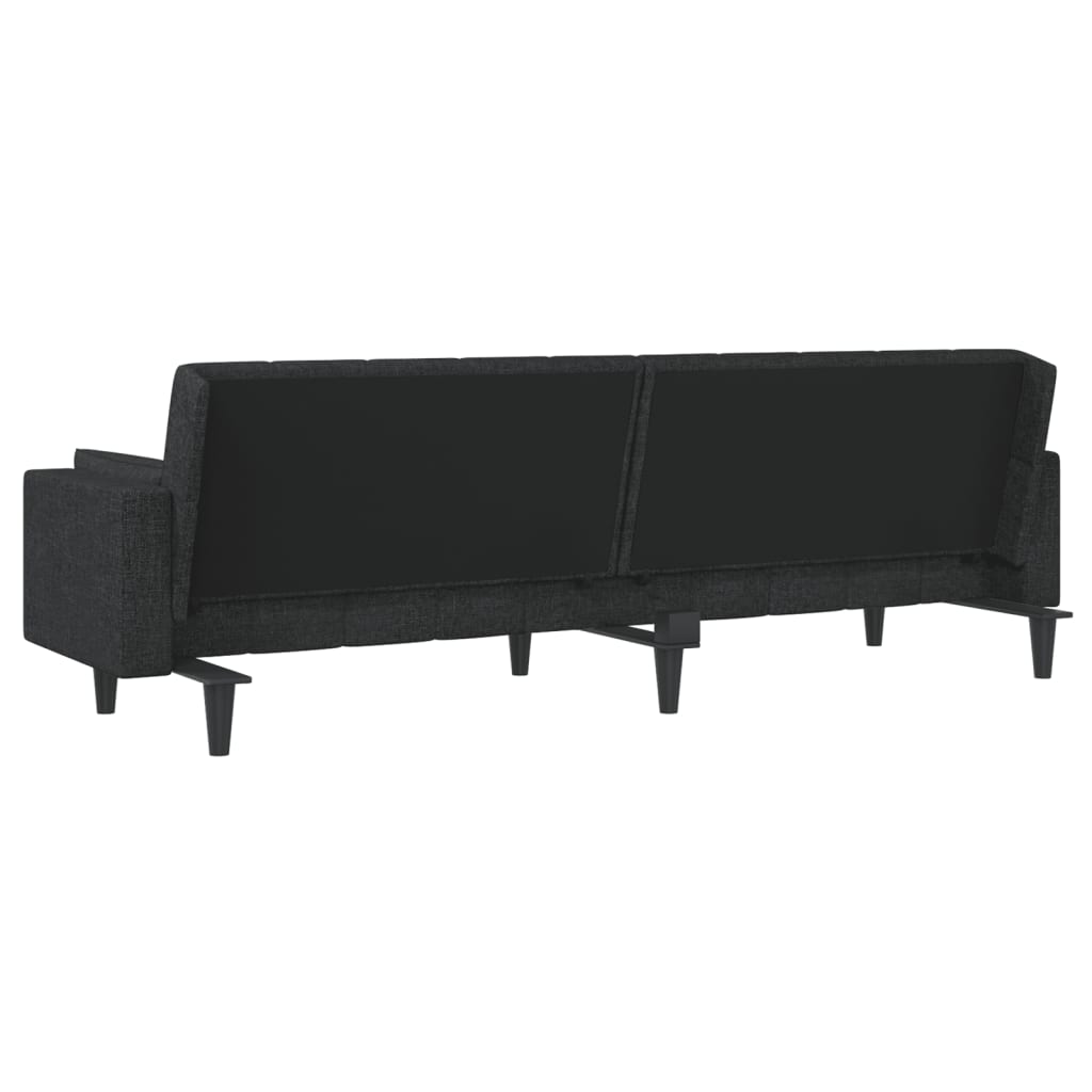 vidaXL 2-Seater Sofa Bed with Two Pillows Black Fabric-6