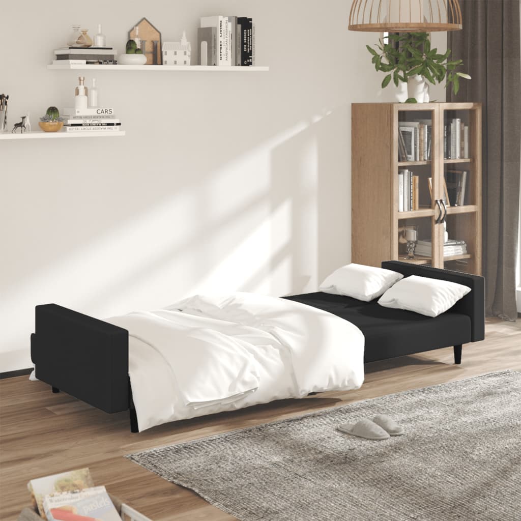 vidaXL 2-Seater Sofa Bed Black Velvet-1