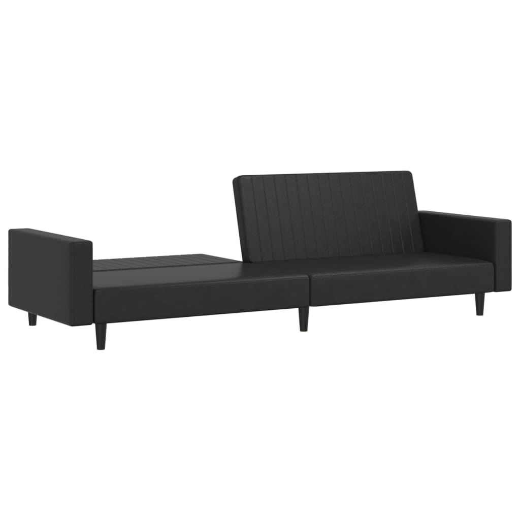 vidaXL 2-Seater Sofa Bed Black Faux Leather-3