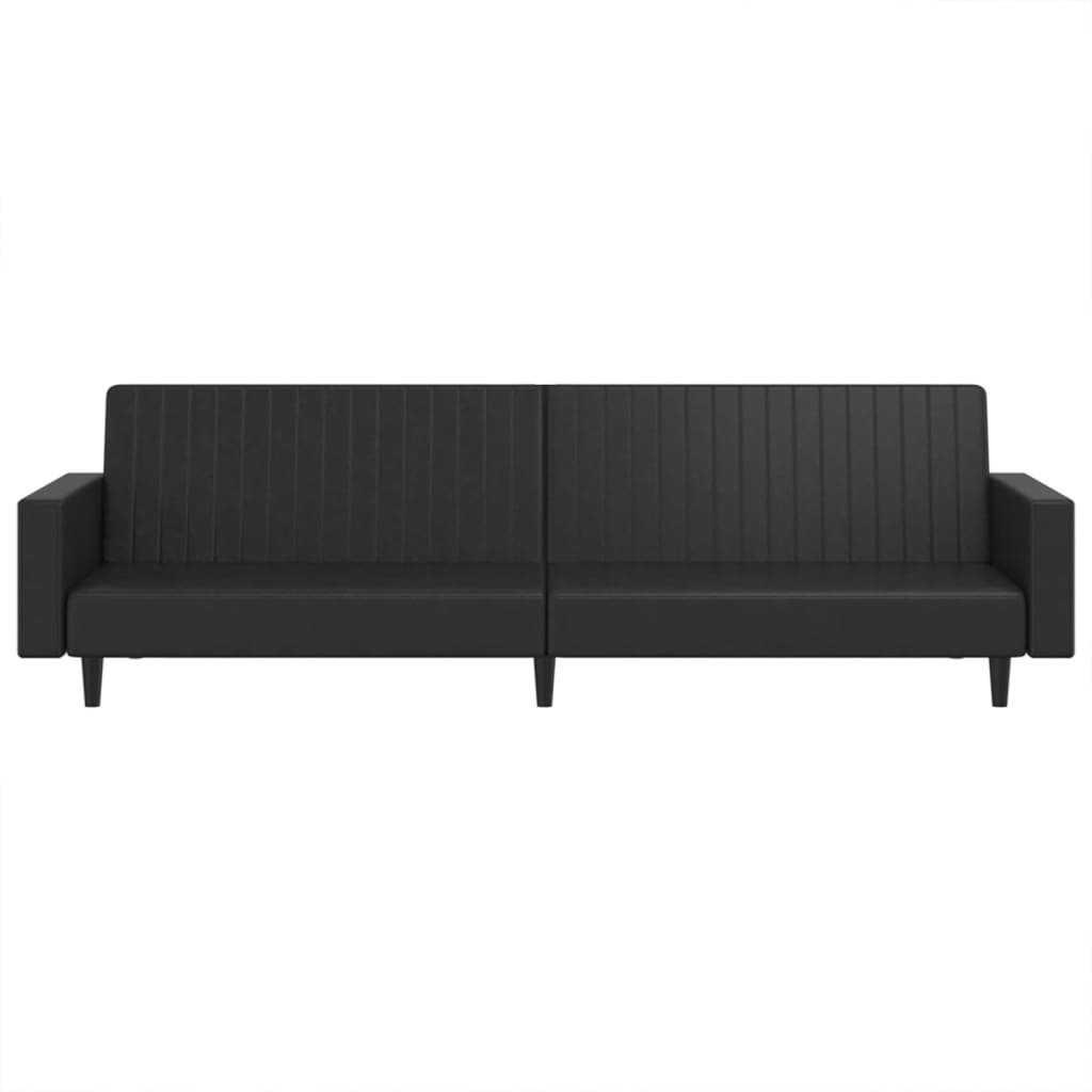 vidaXL 2-Seater Sofa Bed Black Faux Leather-4