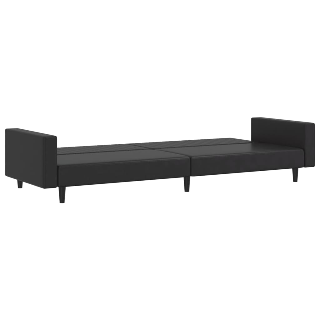 vidaXL 2-Seater Sofa Bed Black Faux Leather-5