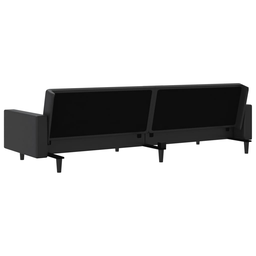 vidaXL 2-Seater Sofa Bed Black Faux Leather-7