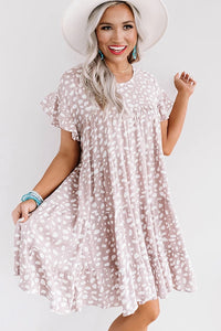 Leopard Ruffled Sleeve Shift Dress