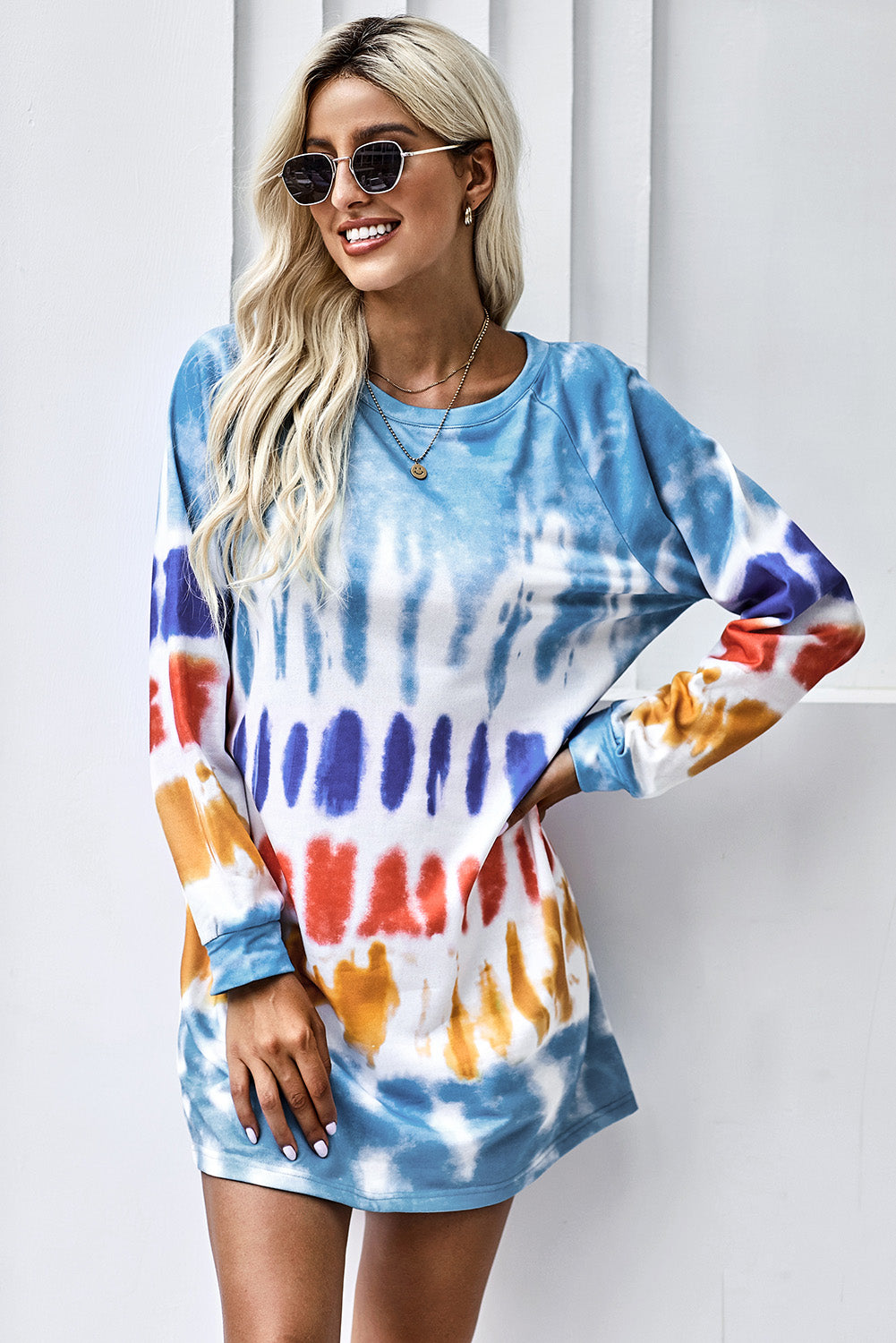 Tie Dye Long Sleeve Sweatshirt Dress