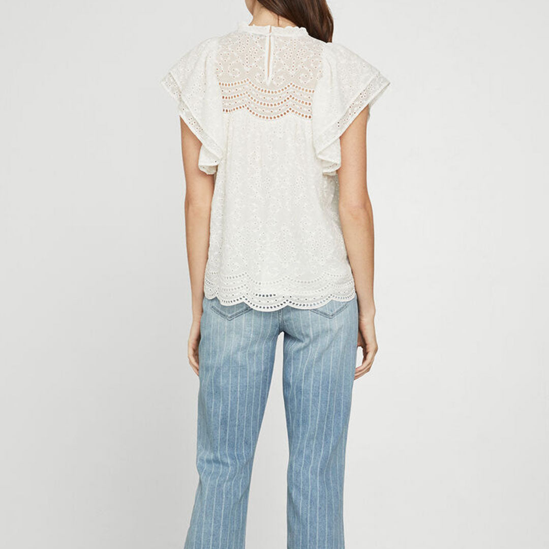 Cotton Eyelet Ruffle Top