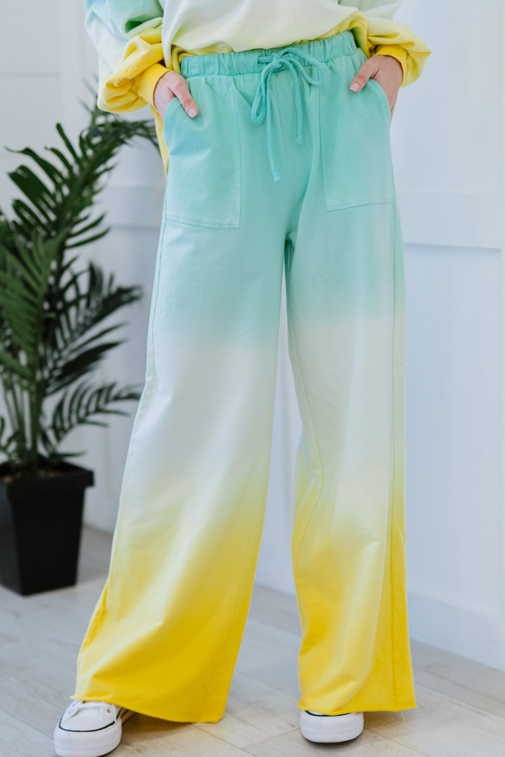 Zenana Hello Summer Full Size Run Ombre Wide Leg Sweat Pants - 99fab 