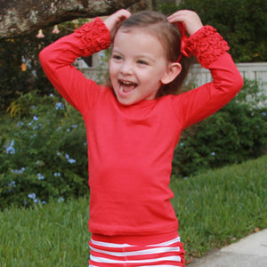 Baby Big Girls Boutique Long Sleeve Red Ruffle Layering T-shirt