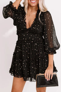 Glitter Stars Backless Ruffle Dress