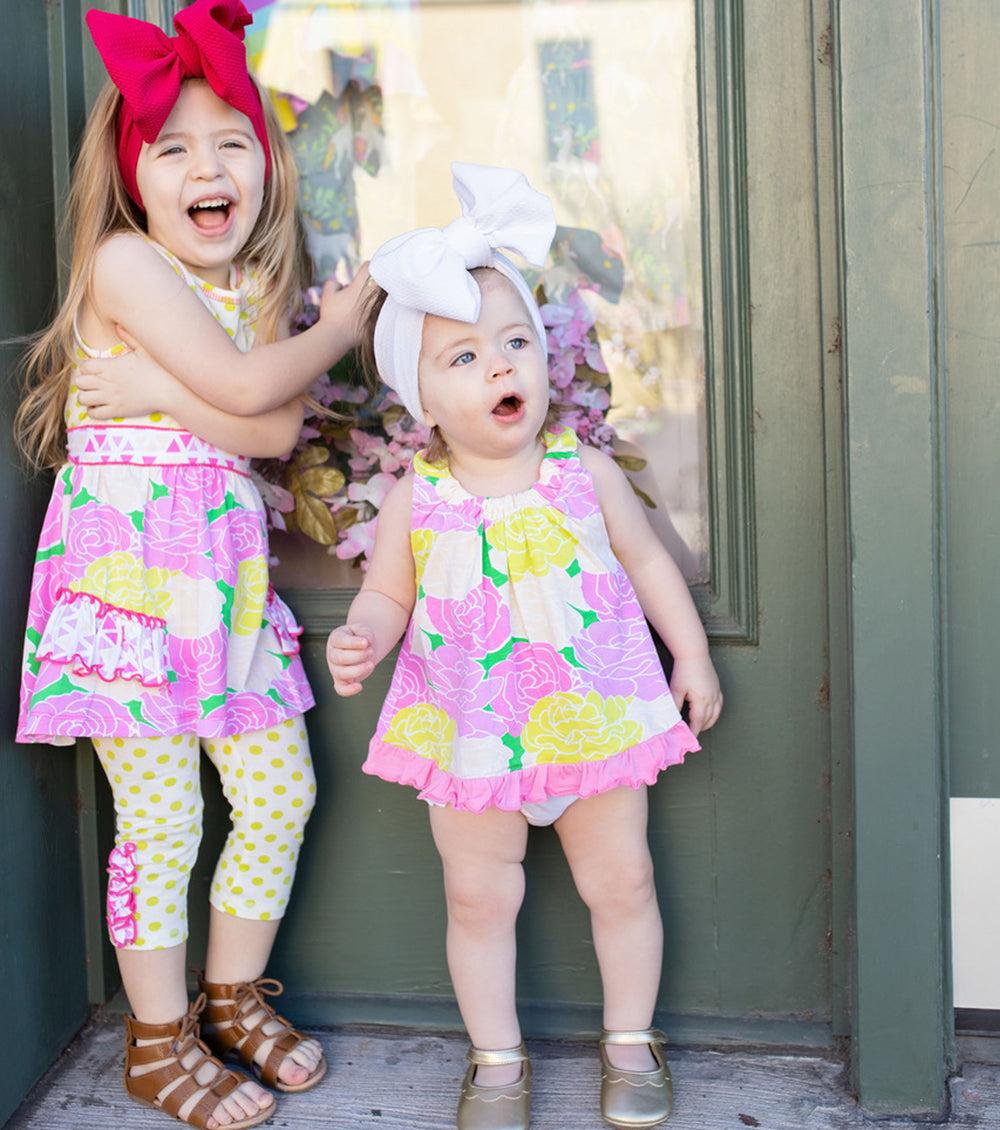 Baby/Toddler Girls Open Back Swing Tank Top with Bow Floral Design