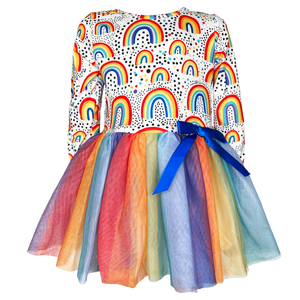 AL Limited Girls Boutique Ombre Rainbow Mesh Tulle Party Dress