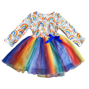 AL Limited Girls Boutique Ombre Rainbow Mesh Tulle Party Dress