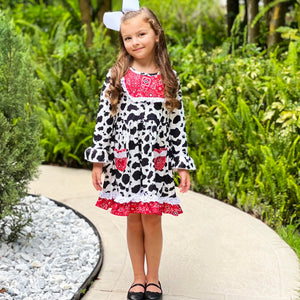 AL Limited Girls Boutique Cowgirl Cow print Lace Bandana Rodeo Party Dress