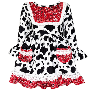 AL Limited Girls Boutique Cowgirl Cow print Lace Bandana Rodeo Party Dress