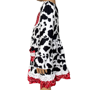 AL Limited Girls Boutique Cowgirl Cow print Lace Bandana Rodeo Party Dress