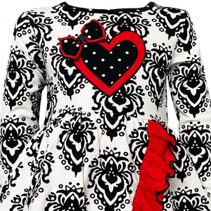 Girls Winter Damask Valentine's Heart Holiday Dress Tunic & Leggings Set sz 2/3T-9/10