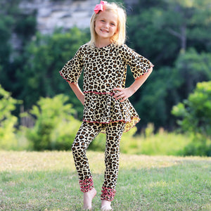 Baby Toddler Big Girls Boutique Leopard Ruffle Butt Leggings