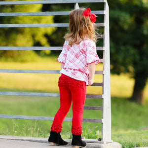 Baby Toddler Big Girls Boutique Red Ruffle Butt Leggings