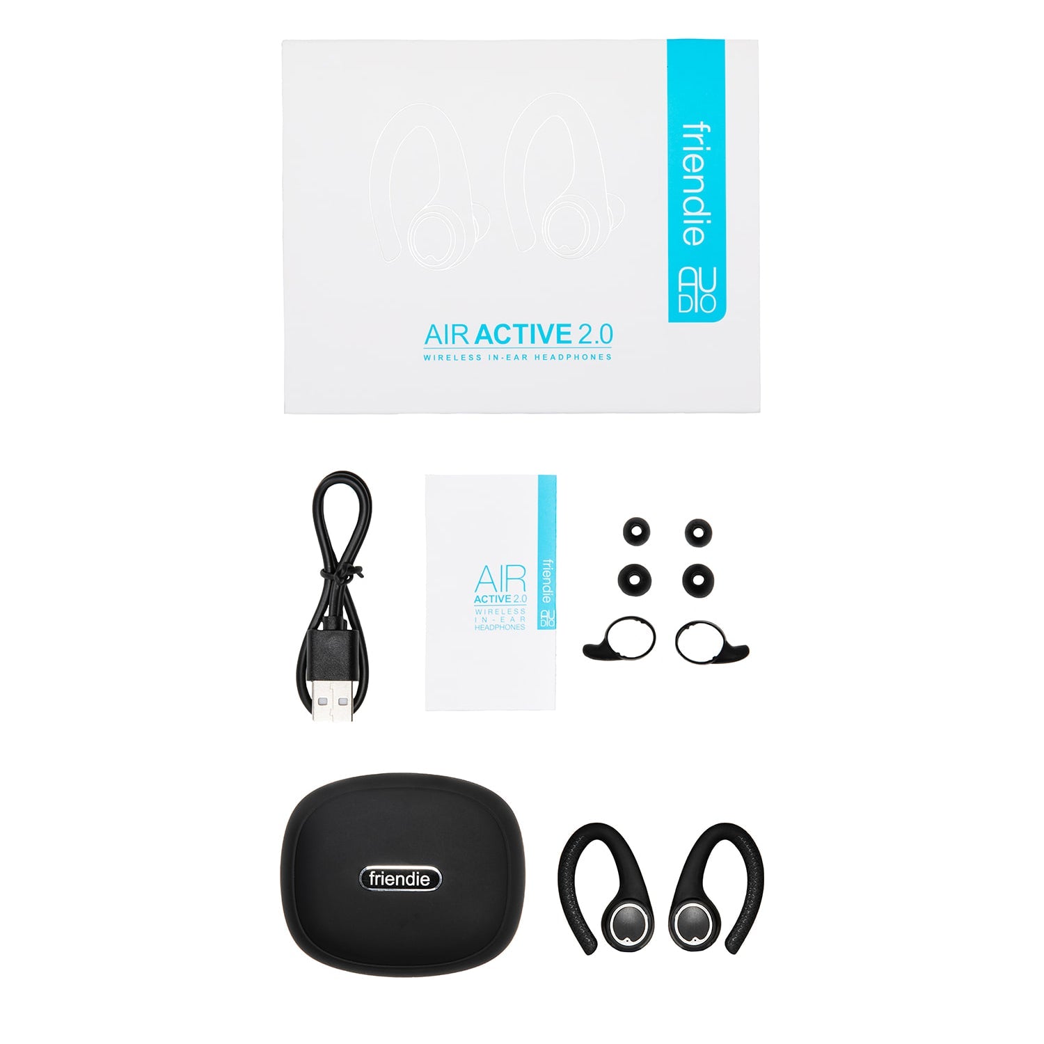 AIR Active 2.0 Matte Black Sport Earbuds (In Ear Wireless Headphones)