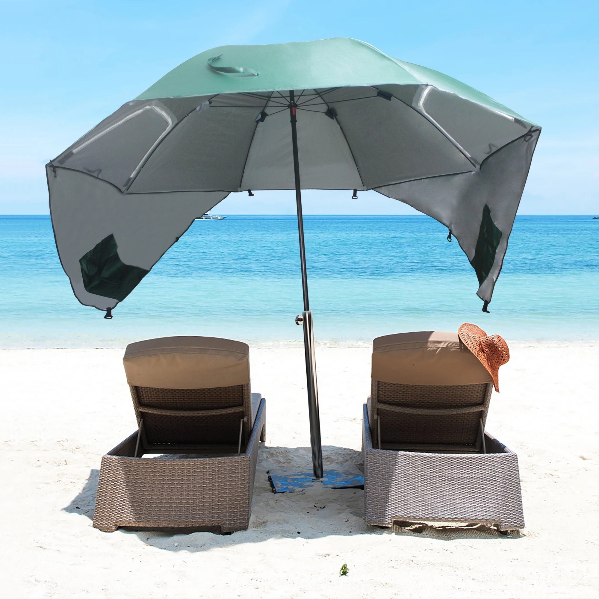 Beach Umbrella Tent Picnic Sun Shelter w/ UV Protection