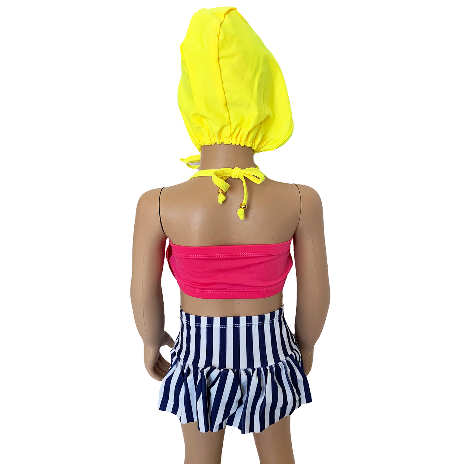 AL Limited Girls 3 piece Striped Skirt Hot Pink bathing suit