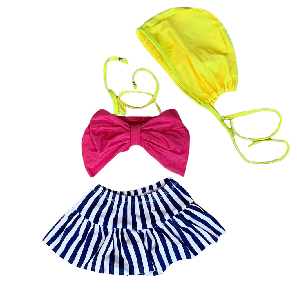 AL Limited Girls 3 piece Striped Skirt Hot Pink bathing suit - 99fab 
