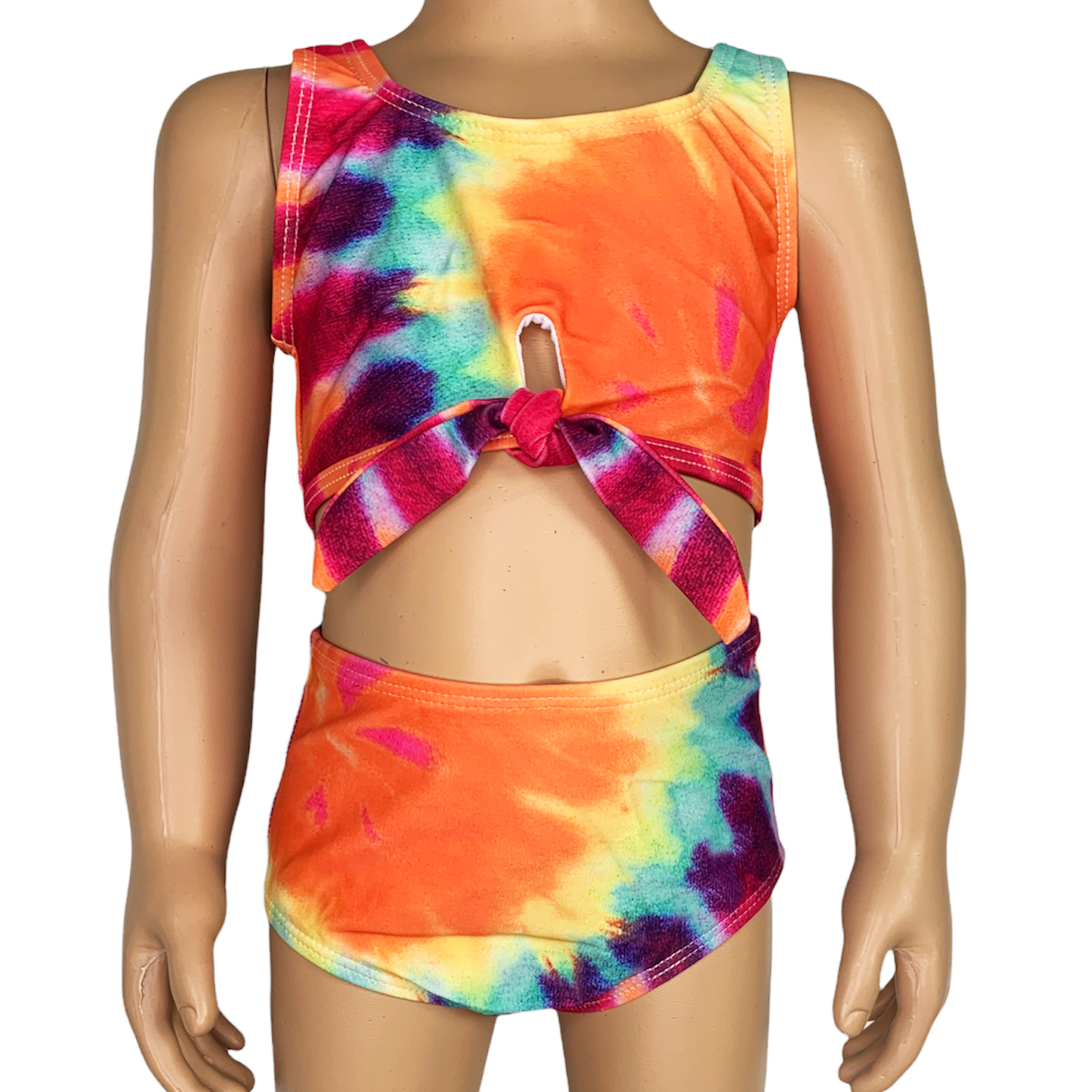 AL Limited Girls 2 piece Ruffle Tie Dye Tankini Swimsuit Rainbow