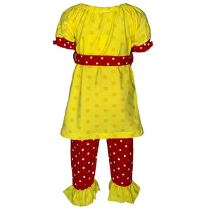 AL Limited Girls Back to School Apple Yellow 2 piece Set Outfit