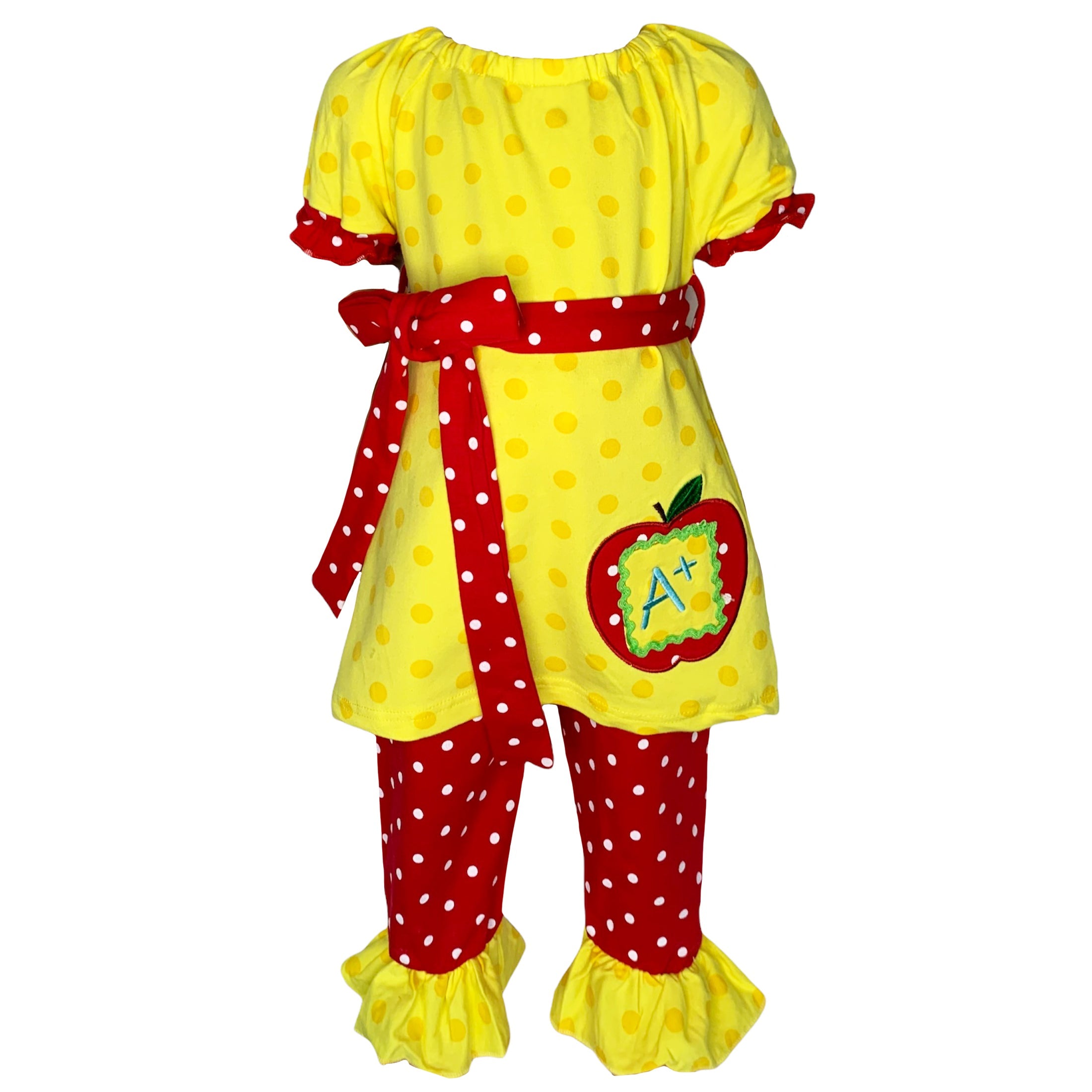 AL Limited Girls Back to School Apple Yellow 2 piece Set Outfit