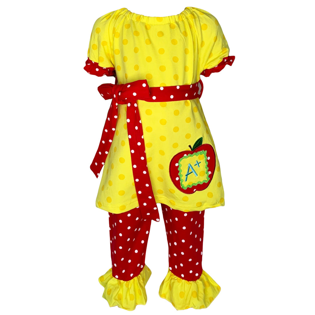 AL Limited Girls Back to School Apple Yellow 2 piece Set Outfit - 99fab 