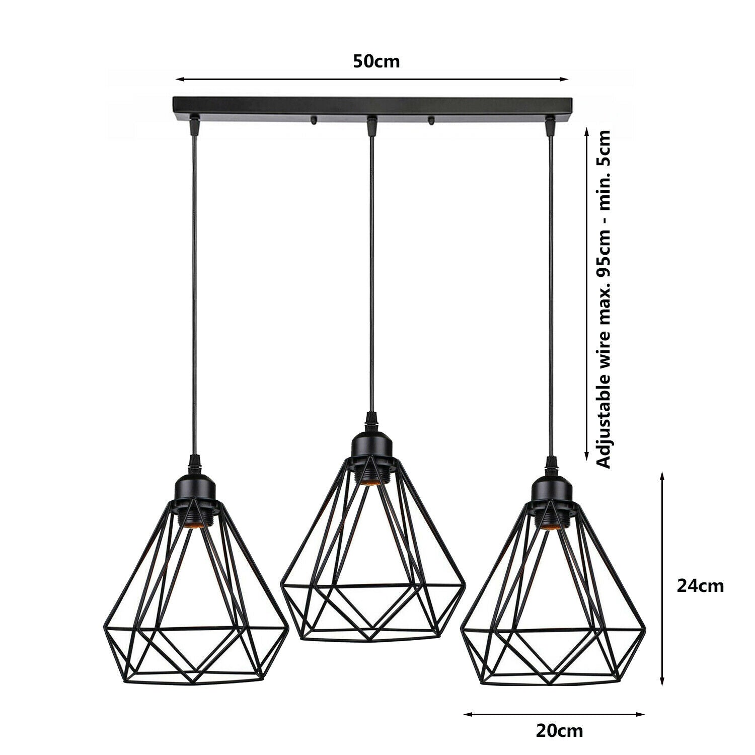 Black Diamond Short Holder Rectangle Base Pendant Light~1179