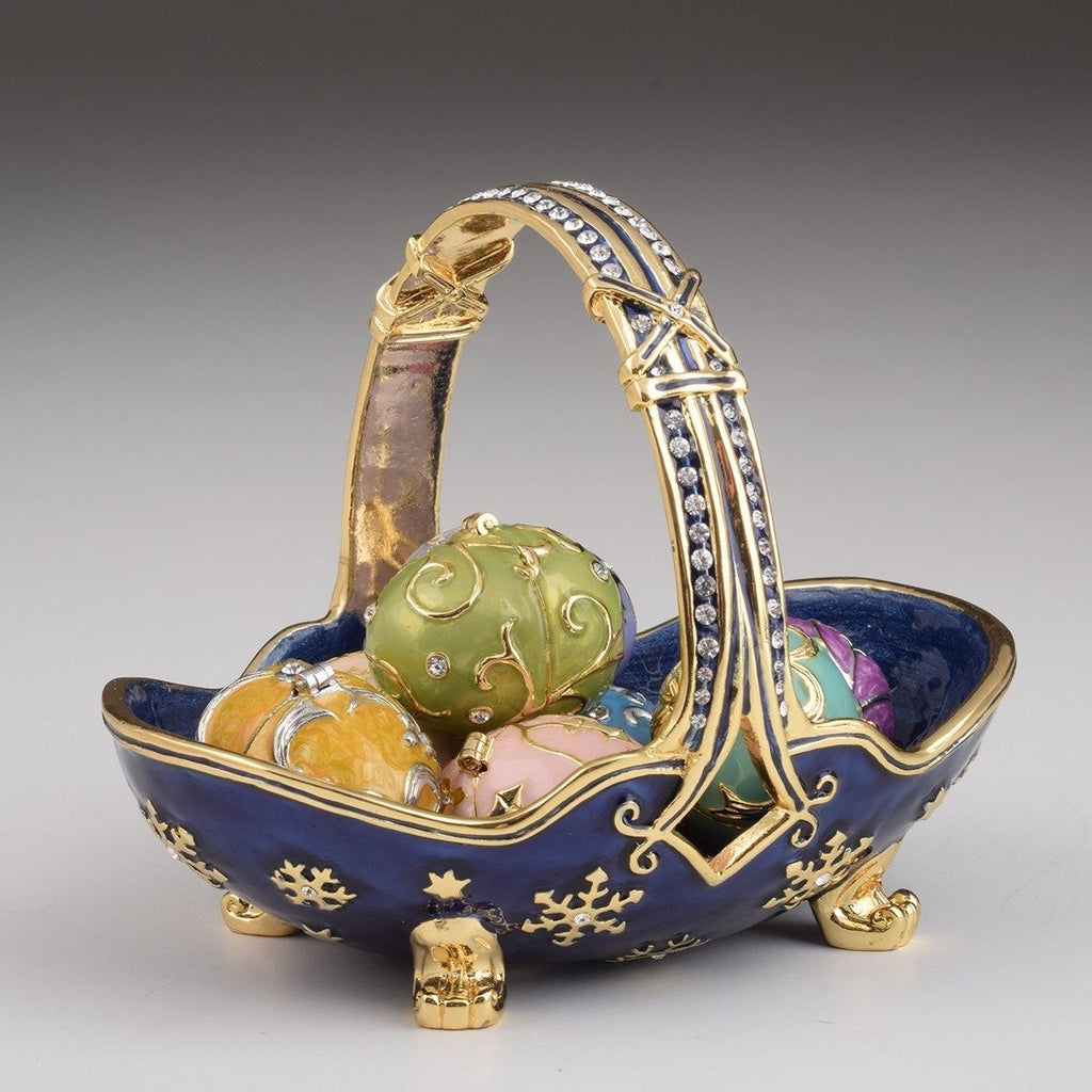 Blue Basket Carring Small Faberge Eggs - 99fab 